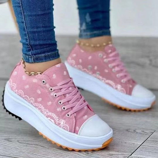 Zapatillas deportivas informales de moda con estampado de lona para mujer