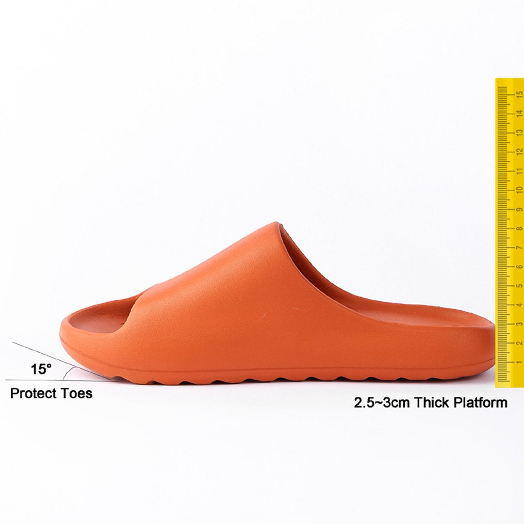 Plateau-Kissenrutschen für Damen – Orangefarbene, klobige Duschpantoffeln