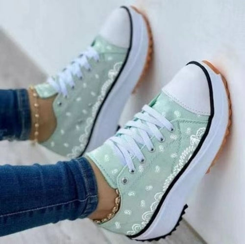 Zapatillas deportivas informales de moda con estampado de lona para mujer