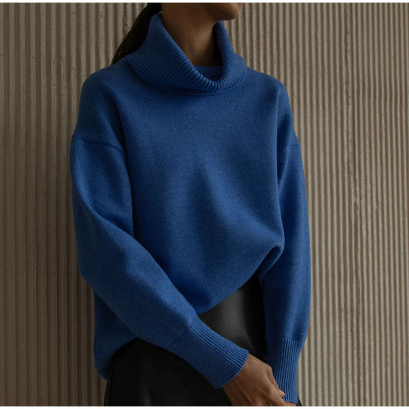 Rollkragenpullover, lockerer Kaschmir-Pullover für Damen 