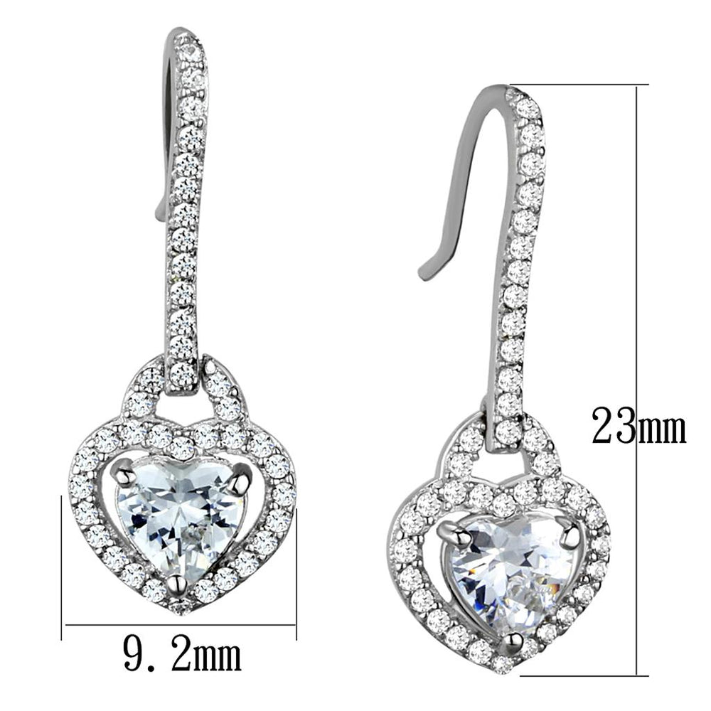 TS439 - Rhodium 925 Sterling Silver Earrings with AAA Grade CZ  in