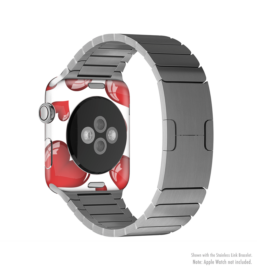 The Glossy Red 3D Love Hearts Full-Body Skin Kit for the Apple Watch