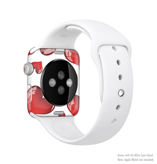 The Glossy Red 3D Love Hearts Full-Body Skin Kit for the Apple Watch