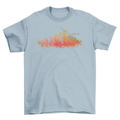 Lisbon watercolor skyline t-shirt