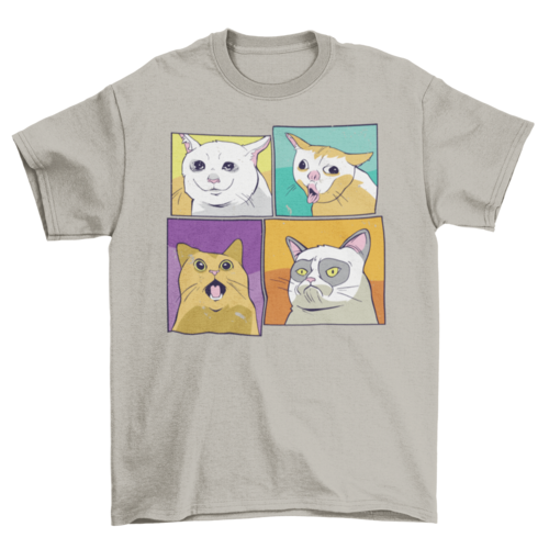 T-Shirt mit Meme-Katzen