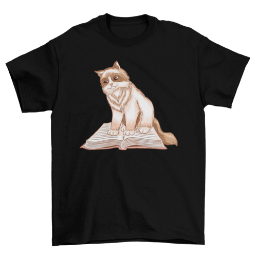 Katze liest T-Shirt