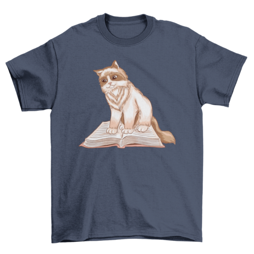 Cat reading t-shirt