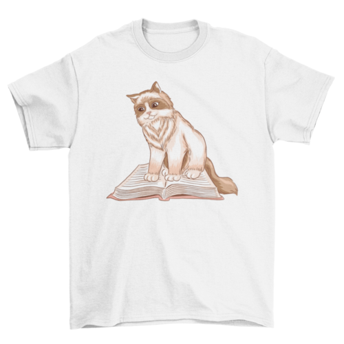 Cat reading t-shirt