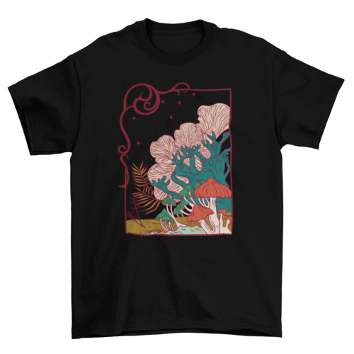 Cool mushrooms illustration t-shirt