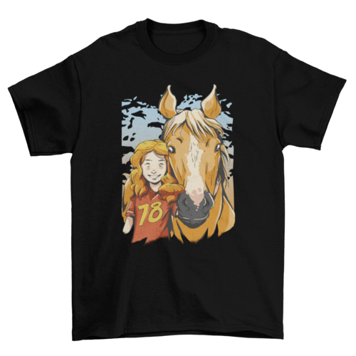 Girl and horse portrait t-shirt