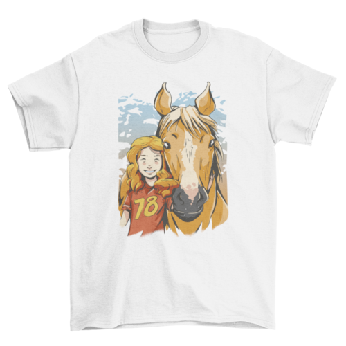 Girl and horse portrait t-shirt