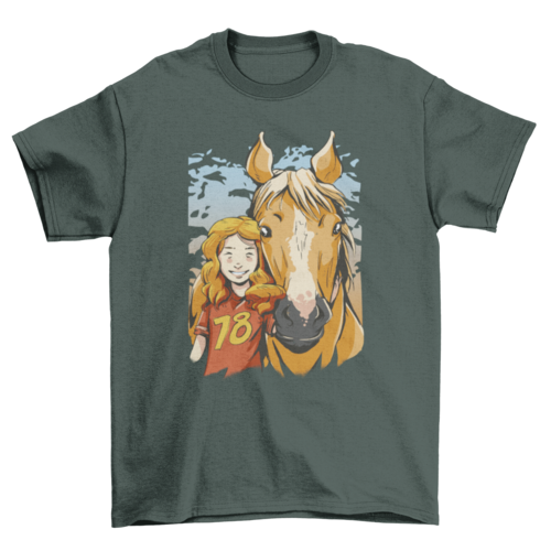 Girl and horse portrait t-shirt