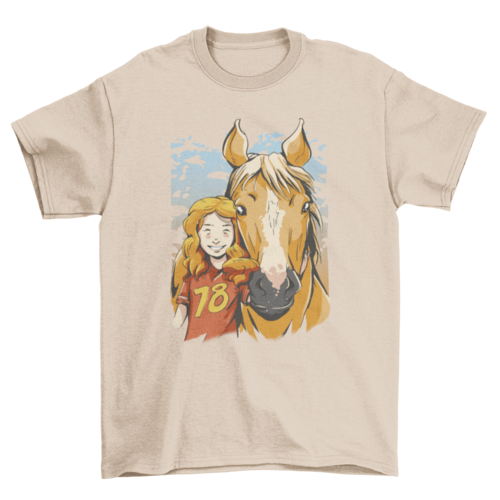 Camiseta retrato niña y caballo