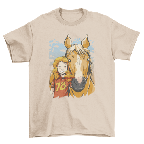 Girl and horse portrait t-shirt