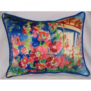 Betsy Drake ZP375 Hollyhocks Throw Pillow- 20 x 24 in.