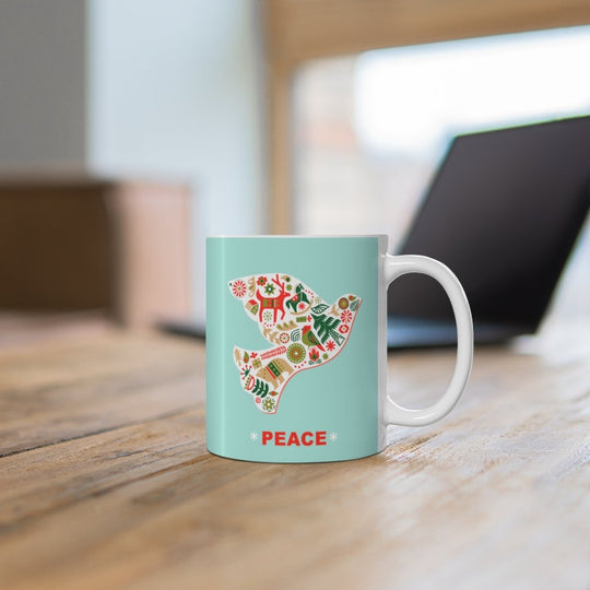 Christmas Dove with Peace Ceramic Mug 11oz