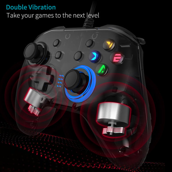 Controlador de juegos con cable Joystick Gamepad con doble vibración