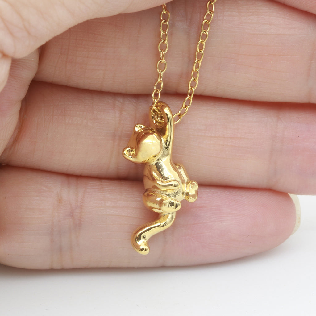 Gold Plated Charm Cat Necklace