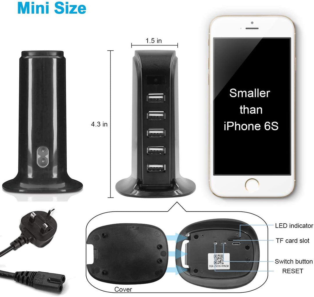 Enchufe USB Wifi Mini cámara Cargador inteligente 1080P Cámara de seguridad para el hogar