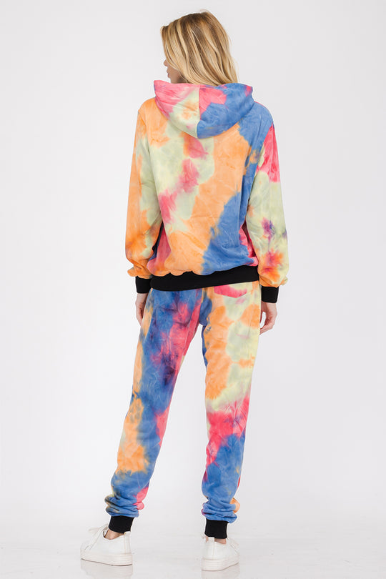 Lounge-Wear-Sweatset aus Baumwoll-Tye-Dye-Baumwolle für Damen