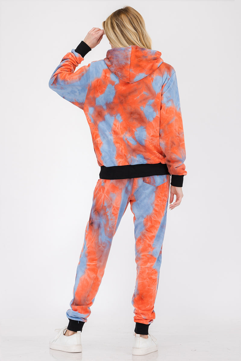 Lounge-Wear-Sweatset aus Baumwoll-Tye-Dye-Baumwolle für Damen