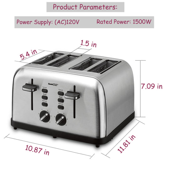 Mini-Toaster aus Edelstahl mit extra breitem Schlitz und Multifunktion 