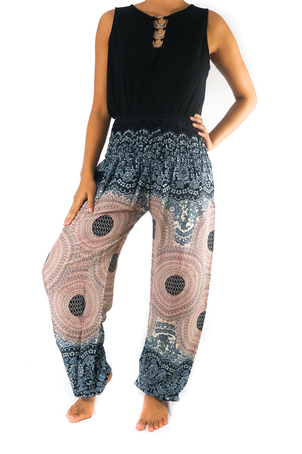 Rosa MANDALA Damen Boho Hose Hippie Hose Yoga Hose