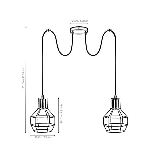 Retro Industrial 2 Way Indoor Ceiling Pendant Chandelier Hanging Light