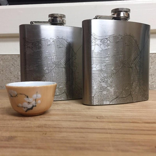 Edinburgh - Scotland Engraved Map Hip Flask