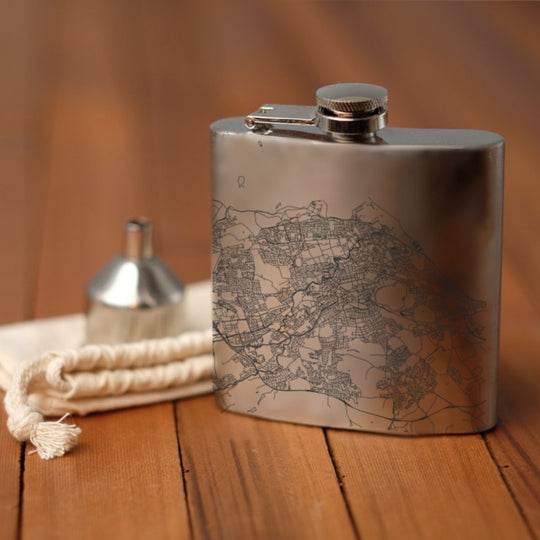 Edinburgh - Scotland Engraved Map Hip Flask