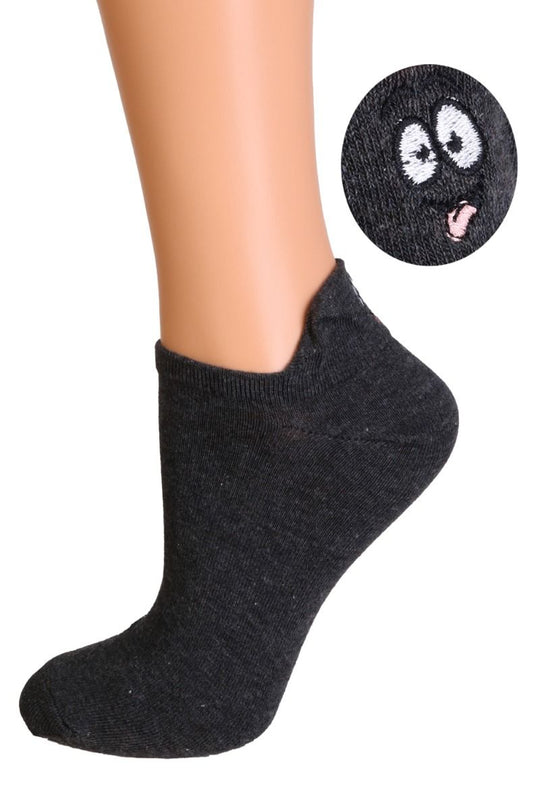 FACE black low cut cotton smiley socks