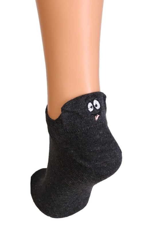 FACE black low cut cotton smiley socks