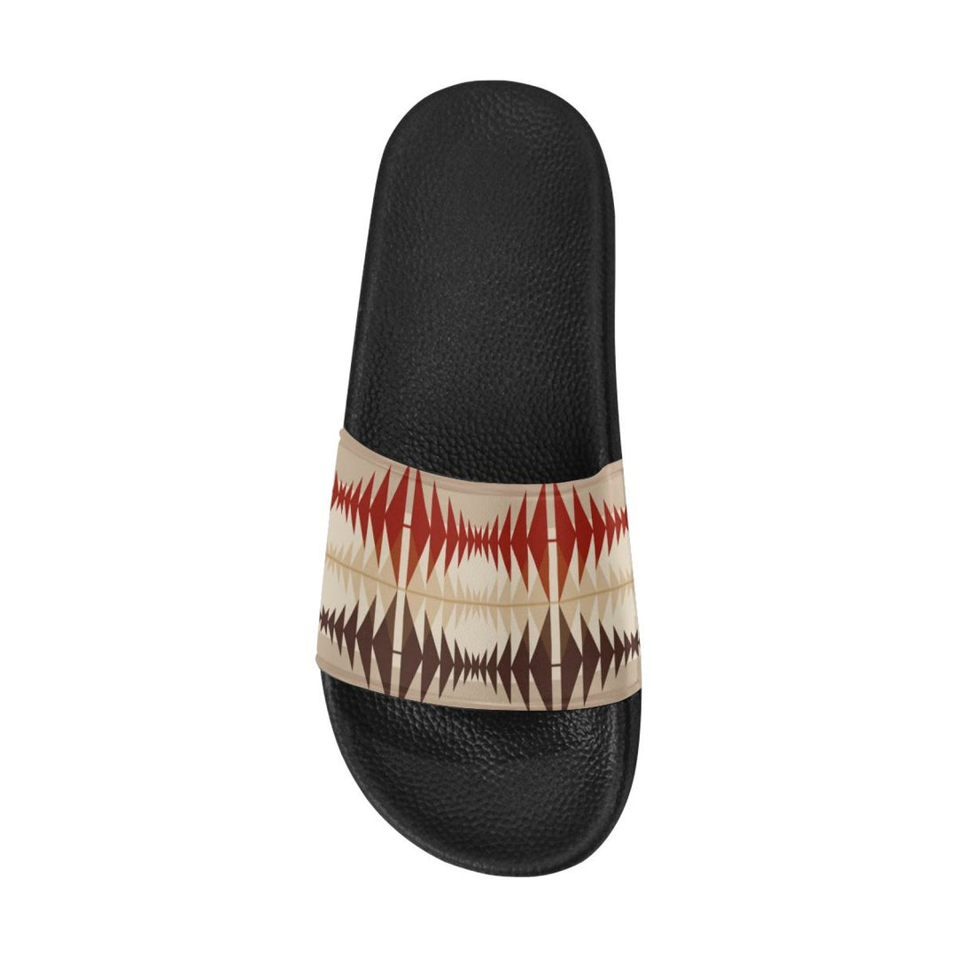 Chanclas para mujer, sandalias tipo chanclas, estampado azteca marrón y beige