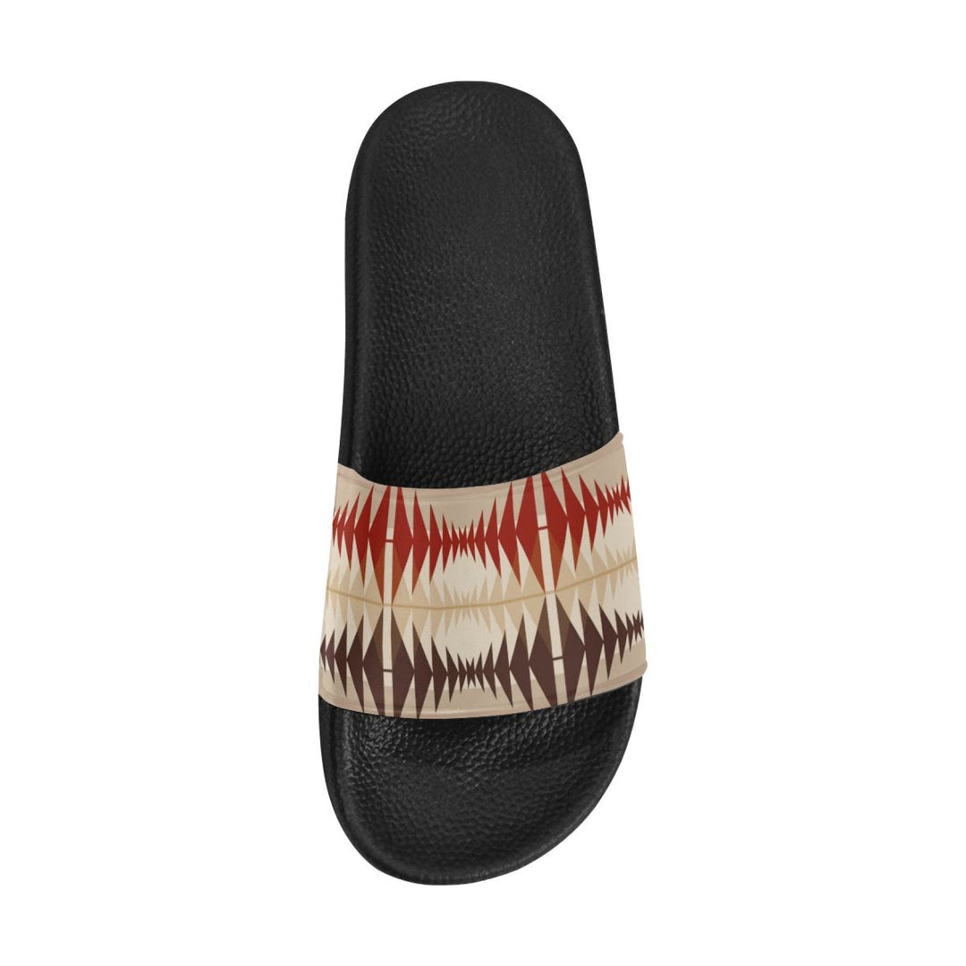 Chanclas para mujer, sandalias tipo chanclas, estampado azteca marrón y beige