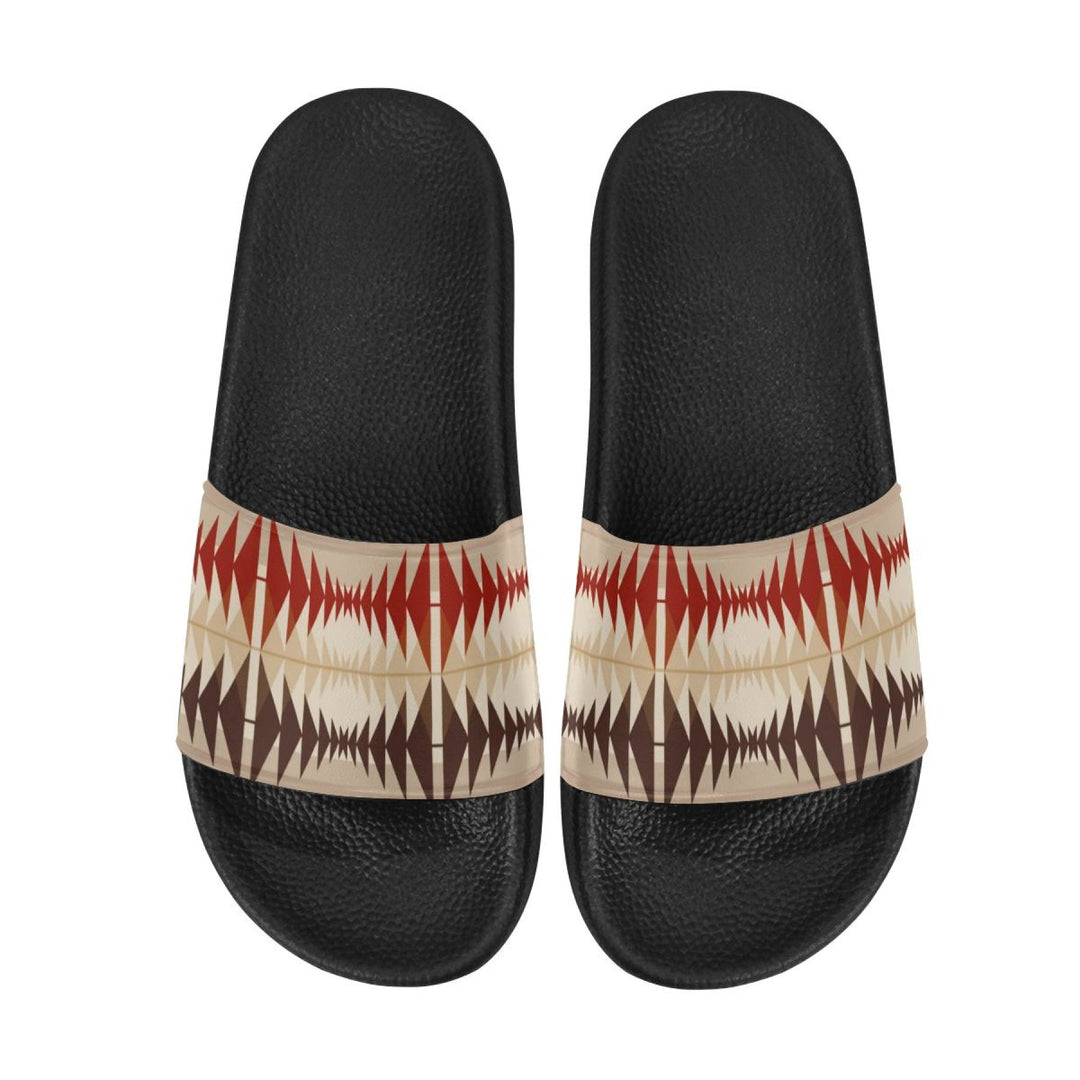 Chanclas para mujer, sandalias tipo chanclas, estampado azteca marrón y beige