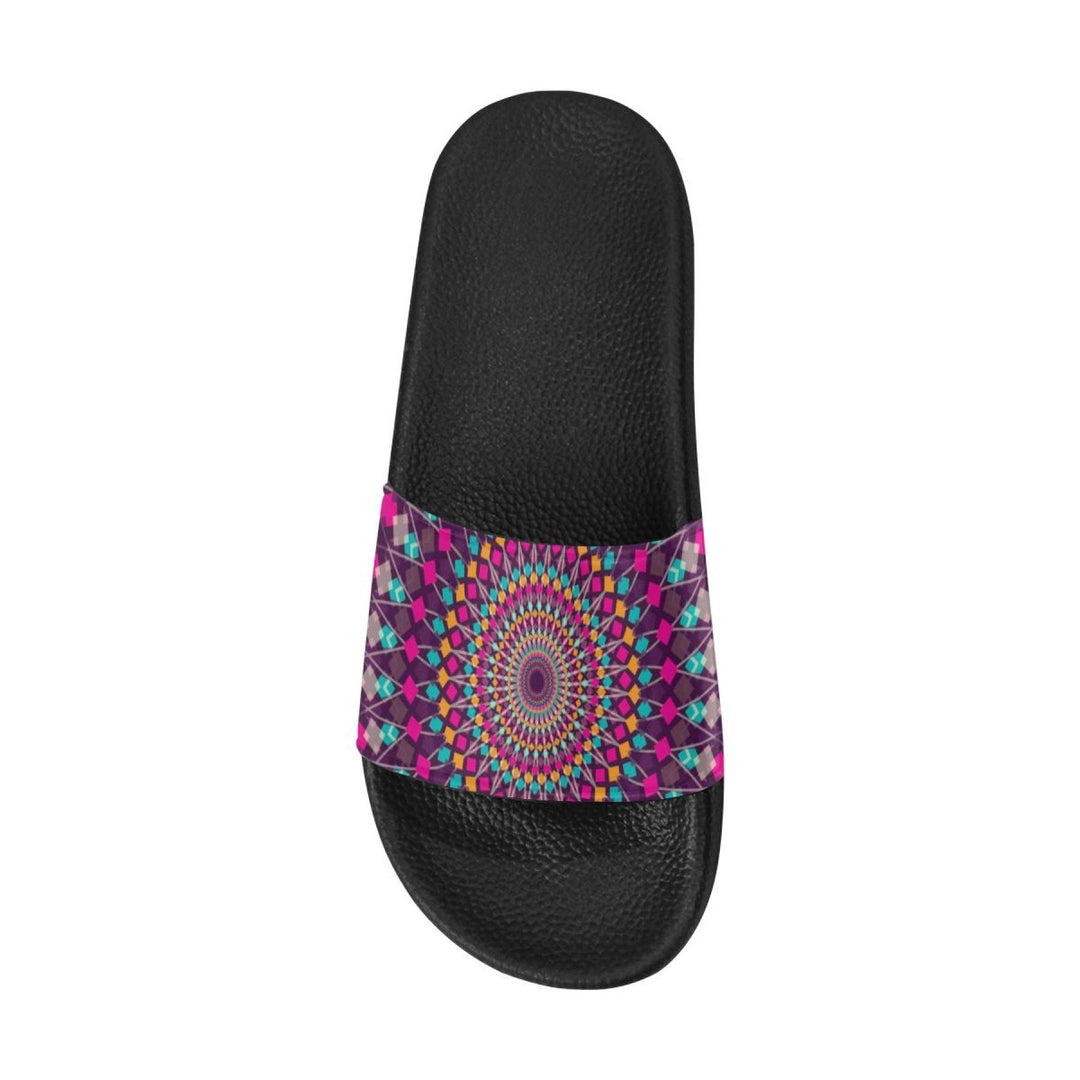 Chanclas para mujer, sandalias tipo chanclas, estampado de caleidoscopio morado