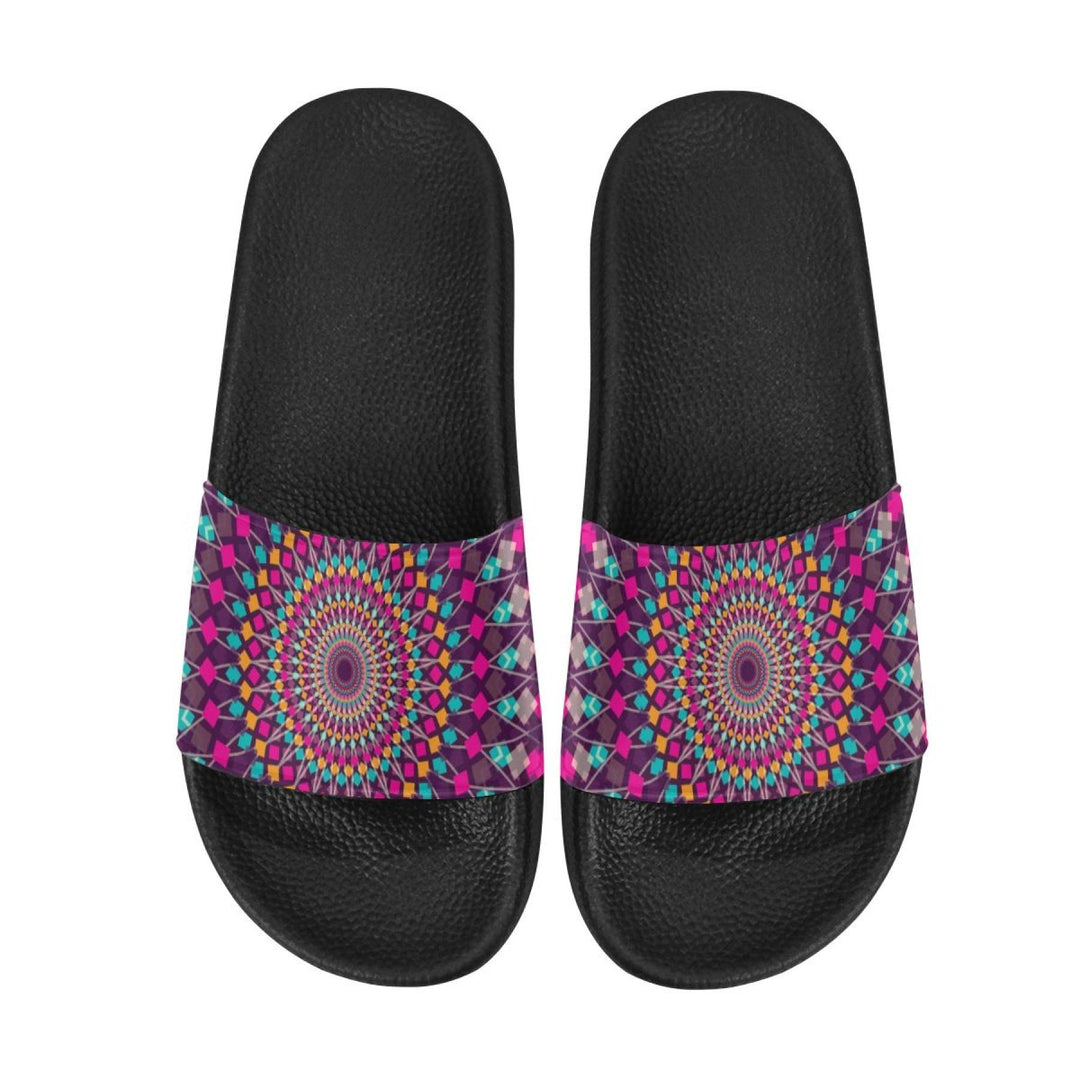 Chanclas para mujer, sandalias tipo chanclas, estampado de caleidoscopio morado