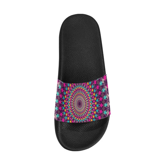 Chanclas para mujer, sandalias tipo chanclas, estampado de caleidoscopio morado