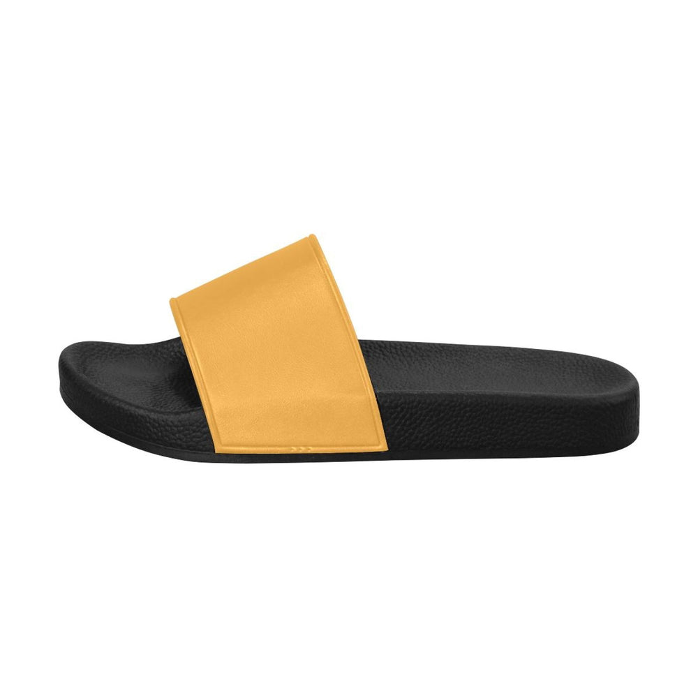 Damen-Slides, Flip-Flop-Sandalen, gelber mehrfarbiger Streifendruck