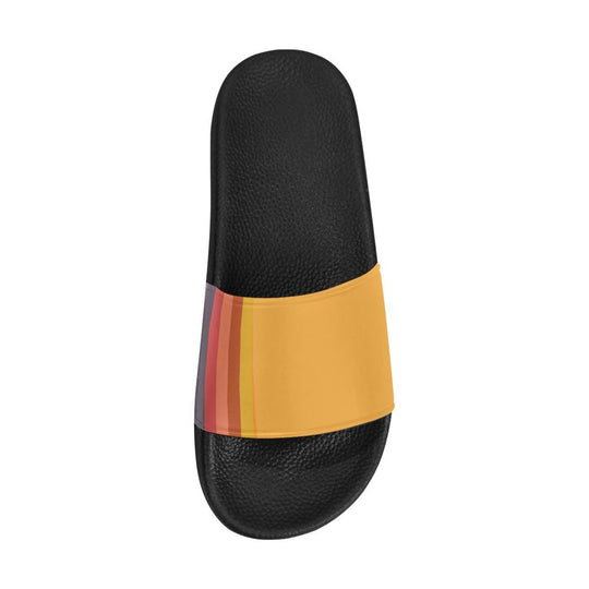 Diapositivas para mujer, sandalias tipo chanclas, estampado de rayas multicolor amarillo