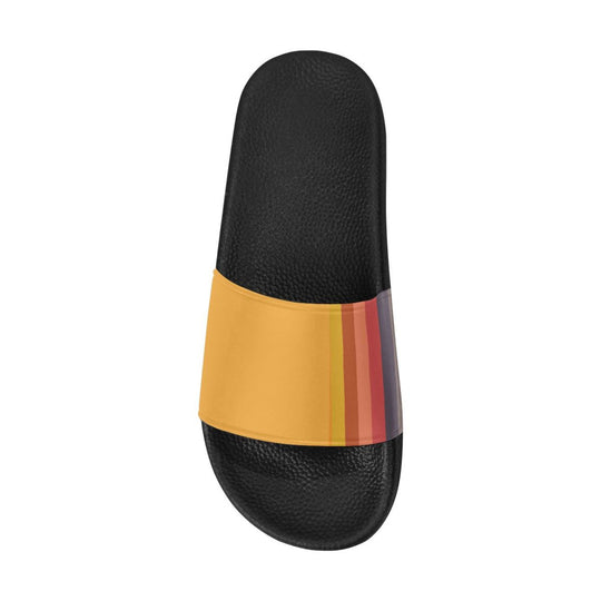 Diapositivas para mujer, sandalias tipo chanclas, estampado de rayas multicolor amarillo