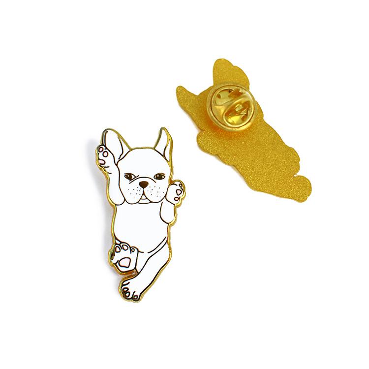 Französische Bulldogge Emaille Pin – Weiß