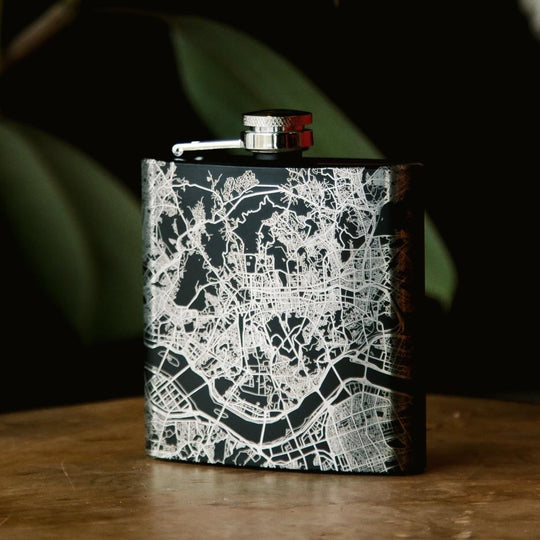 Grove City - Ohio Map Hip Flask in Matte Black