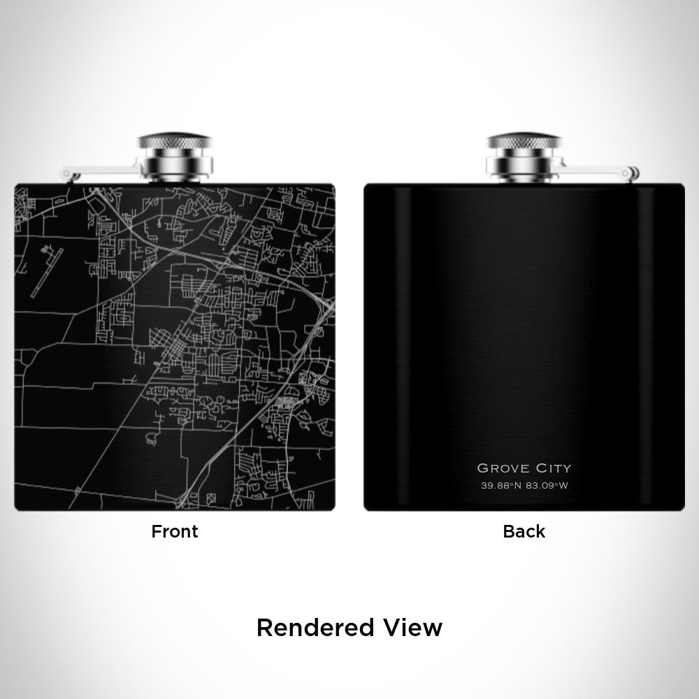 Grove City - Ohio Map Hip Flask in Matte Black