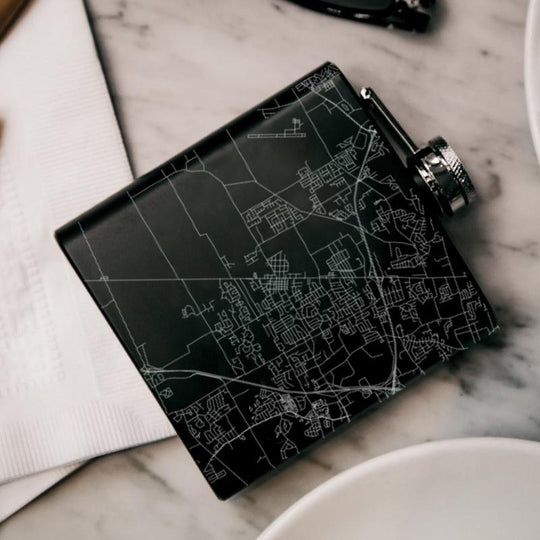 Grove City - Ohio Map Hip Flask in Matte Black