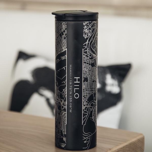 Hilo - Hawaii Map Tumbler in Matte Black