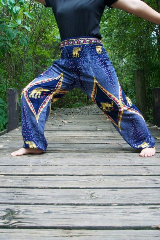 Blue ELEPHANT Pants Women Boho Pants Hippie Pants Yoga