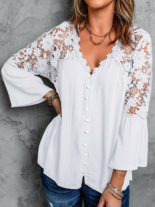 Blusas de encaje Top de verano Camisa de mujer