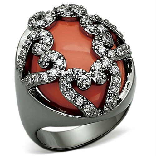 LOA886 – Ruthenium-Messingring mit synthetischem Katzenauge in Orange