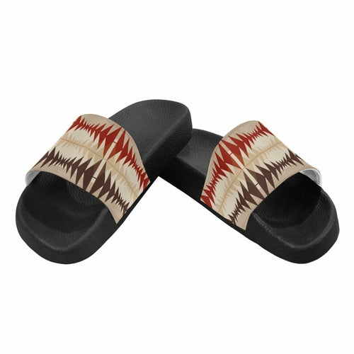 Chanclas para mujer, sandalias tipo chanclas, estampado azteca marrón y beige